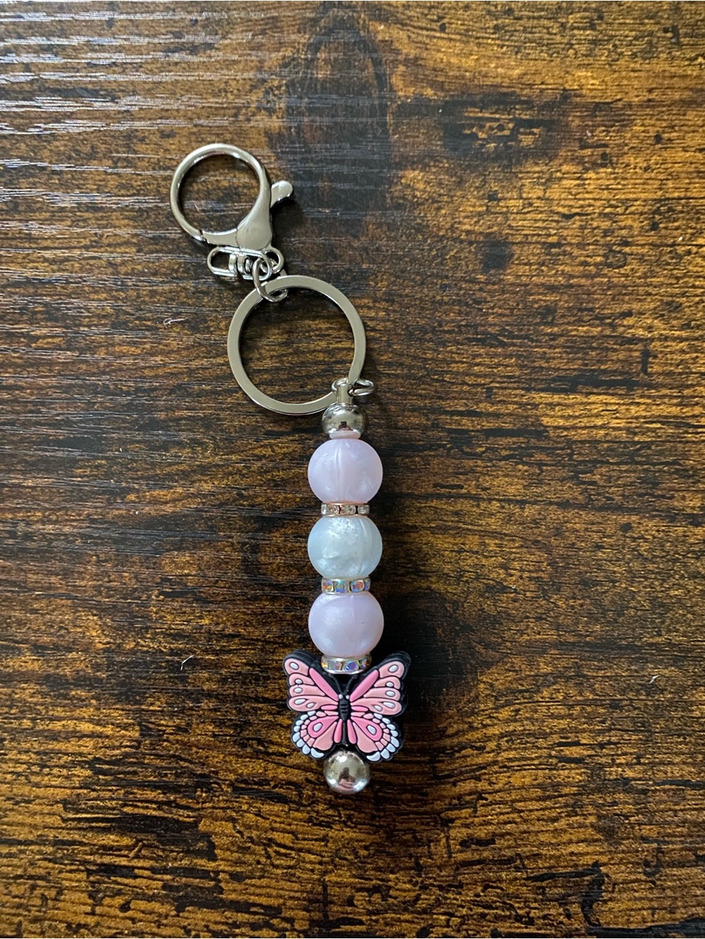 Pink Butterfly Bead Keychain - Women Accessories